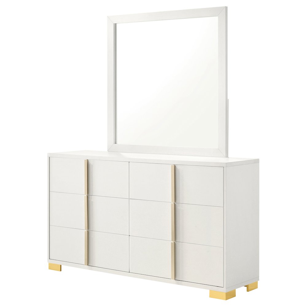 Marceline 6-drawer Dresser with Mirror White. Picture 4