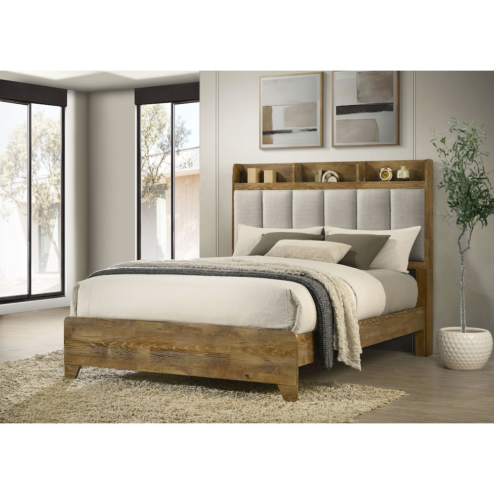 Henderson 57-inch Queen Bookcase Panel Bed Medium Oak. Picture 2