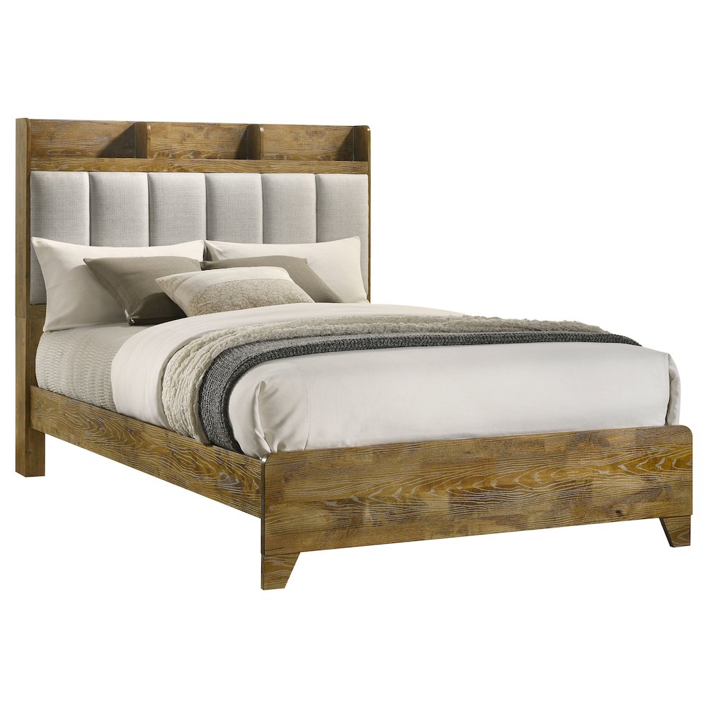 Henderson 57-inch Queen Bookcase Panel Bed Medium Oak. Picture 3