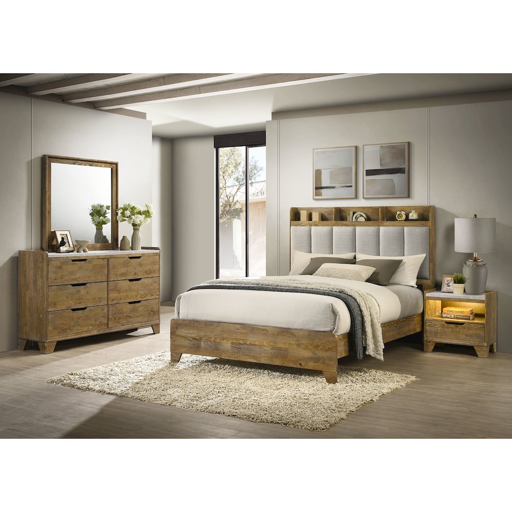 Henderson 4-piece Queen Bedroom Set Medium Oak. Picture 1