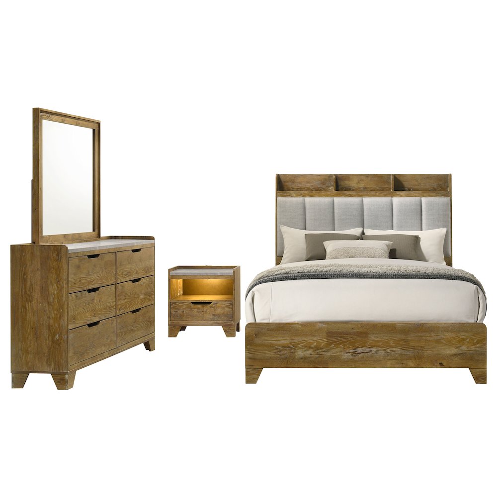 Henderson 4-piece Queen Bedroom Set Medium Oak. Picture 2