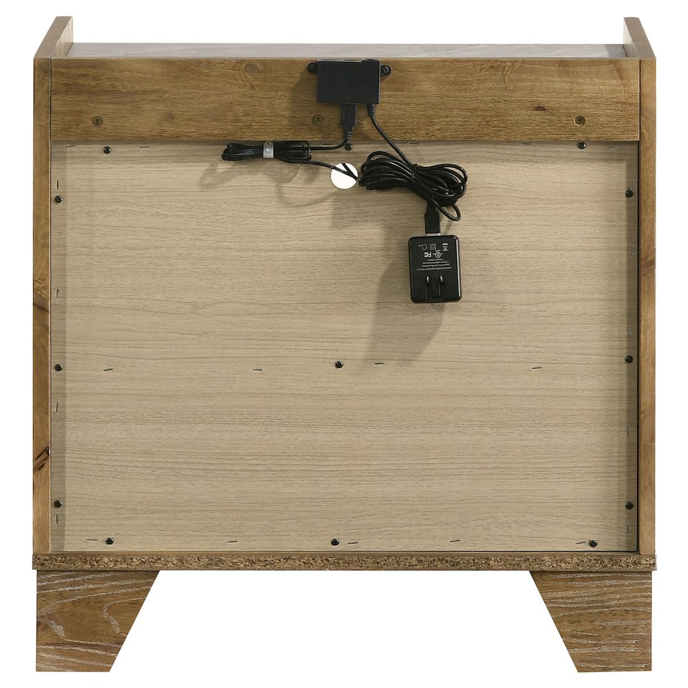 Henderson 1-drawer LED Nightstand Bedside Table Medium Oak. Picture 5
