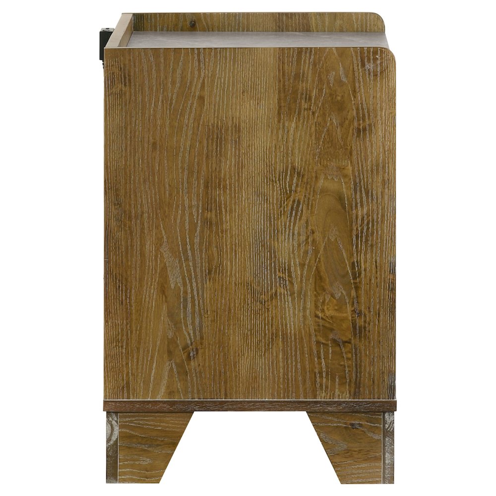 Henderson 1-drawer LED Nightstand Bedside Table Medium Oak. Picture 6