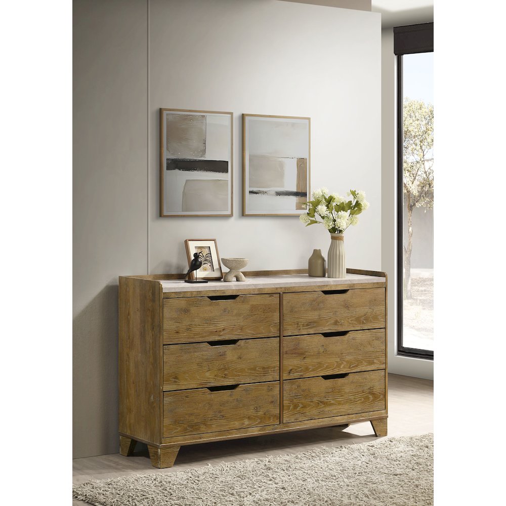 Henderson 6-drawer Bedroom Dresser Cabinet Medium Oak. Picture 2