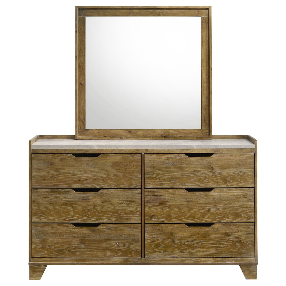 Henderson 6-drawer Bedroom Dresser with Mirror Medium Oak. Picture 3