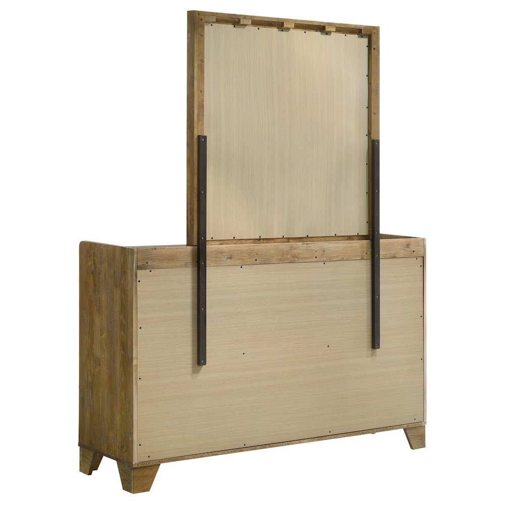 Henderson 6-drawer Bedroom Dresser with Mirror Medium Oak. Picture 4