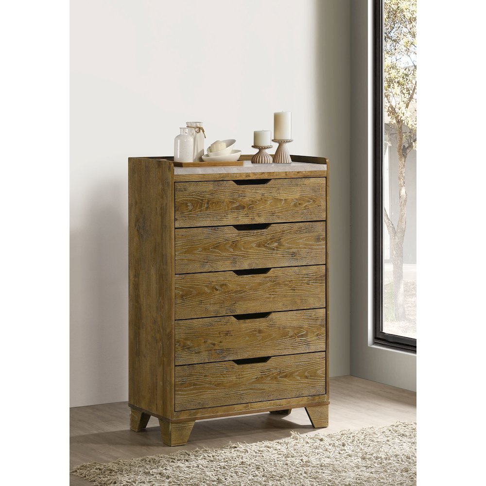 Henderson 5-drawer Bedroom Chest of Drawers Medium Oak. Picture 2