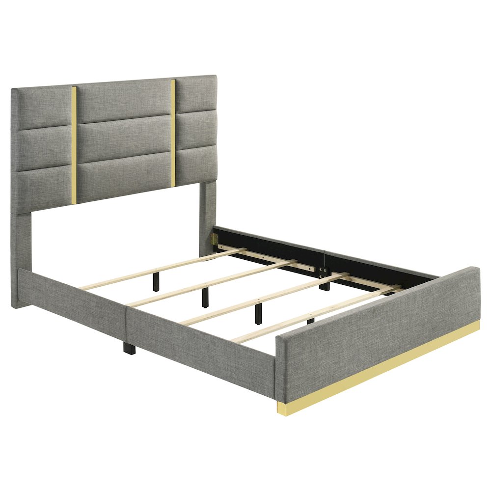 Ines 52-inch Fabric Upholstered Eastern King Panel Bed Grey. Picture 1
