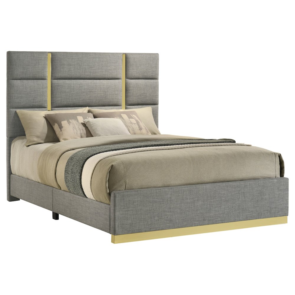 Ines 52-inch Fabric Upholstered Eastern King Panel Bed Grey. Picture 4