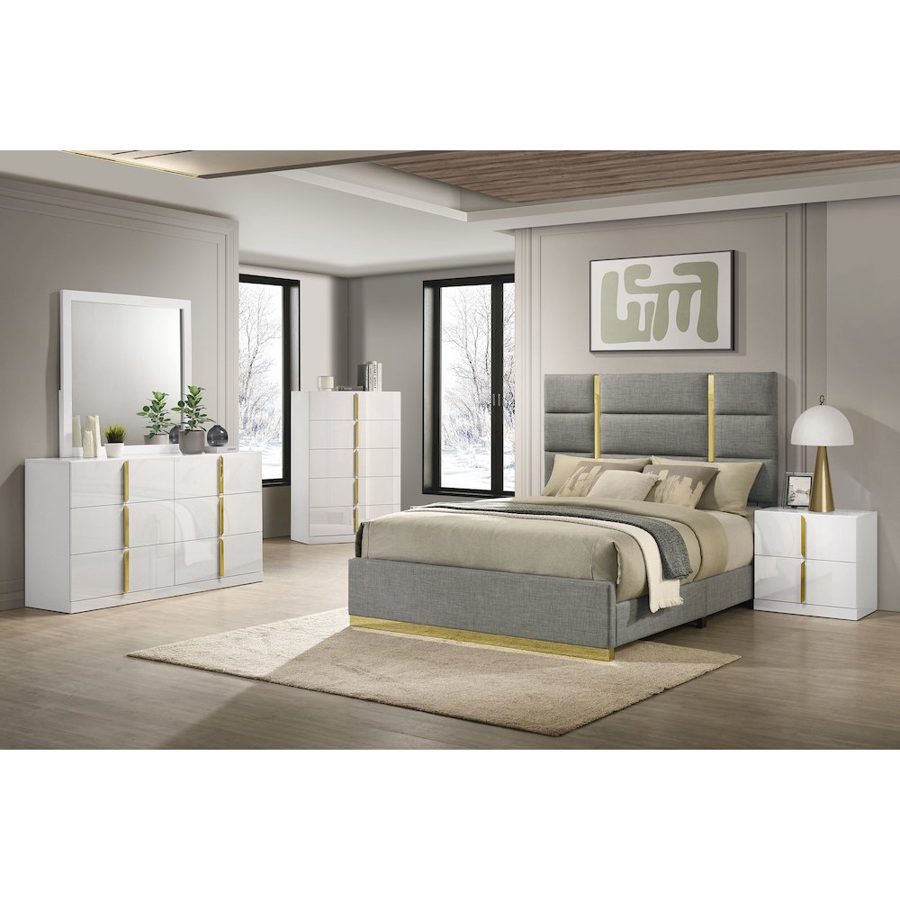 Ines 52-inch Fabric Upholstered Queen Panel Bed Grey. Picture 9