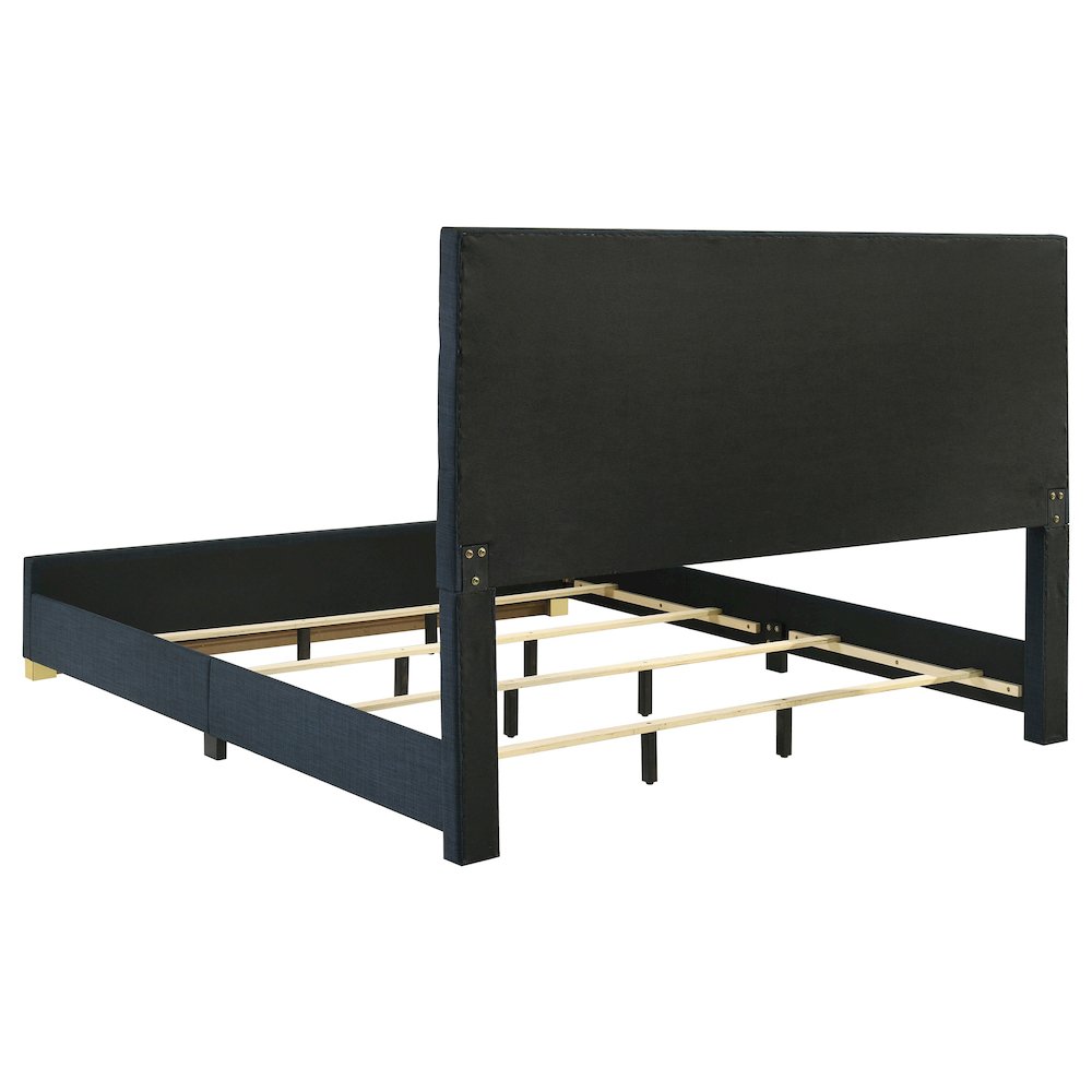 Ines 52-inch Fabric Upholstered Eastern King Panel Bed Navy. Picture 6