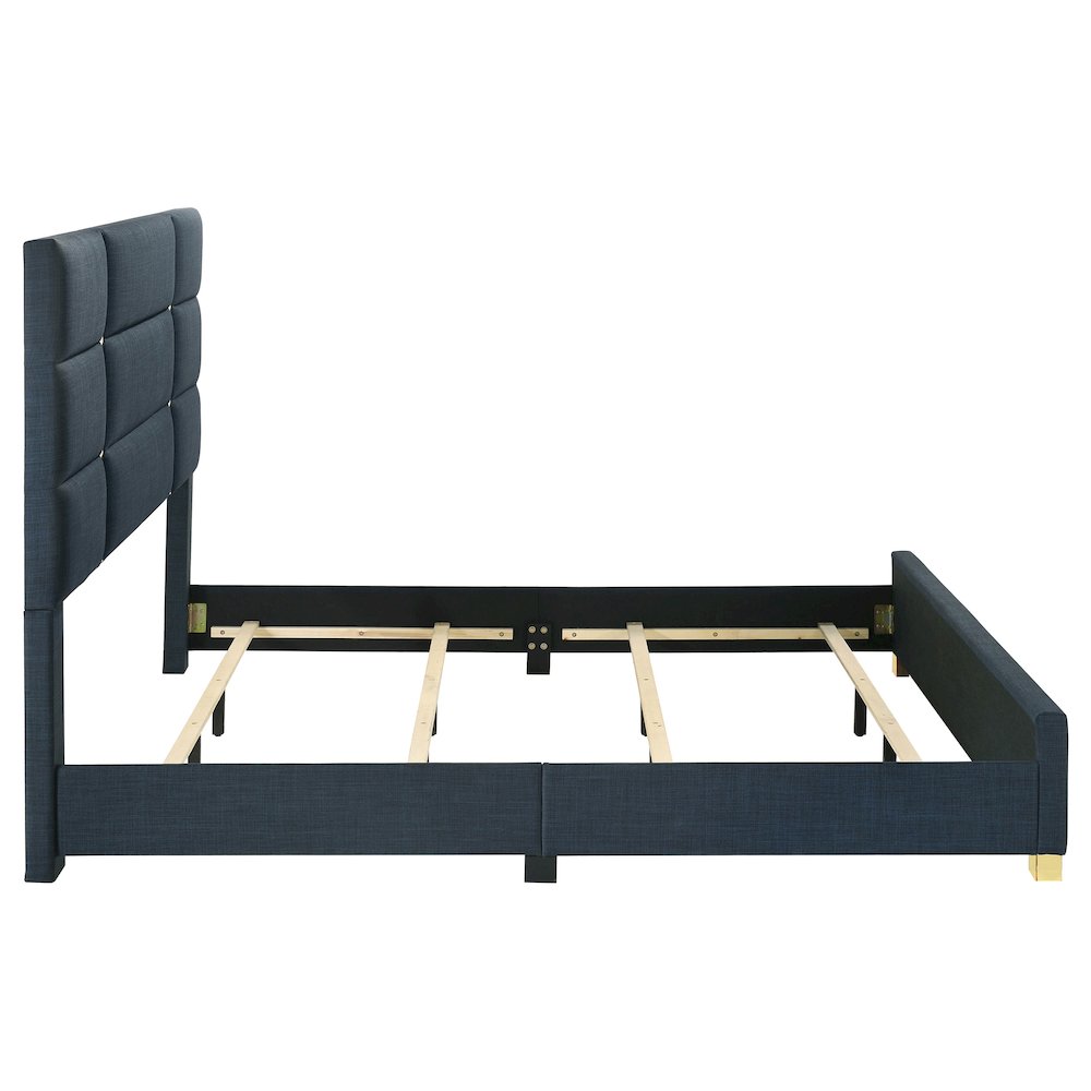 Ines 52-inch Fabric Upholstered Queen Panel Bed Navy. Picture 6