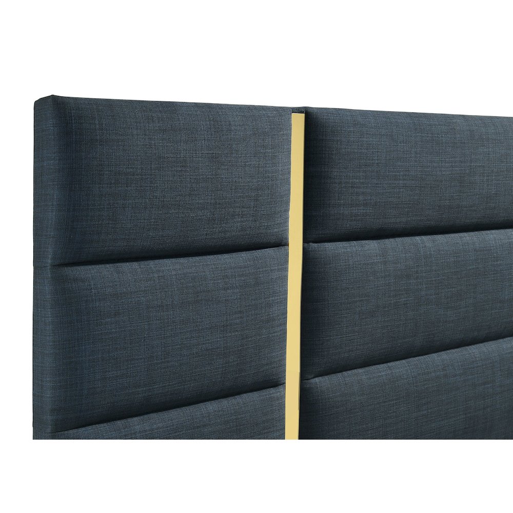 Ines 52-inch Fabric Upholstered Queen Panel Bed Navy. Picture 7