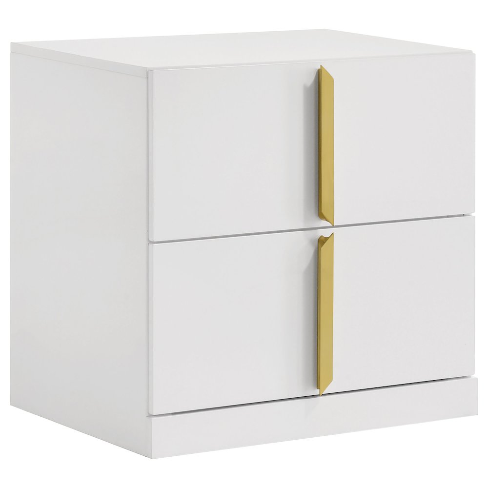Ines 2-drawer Nightstand Bedside Table White High Gloss. Picture 1