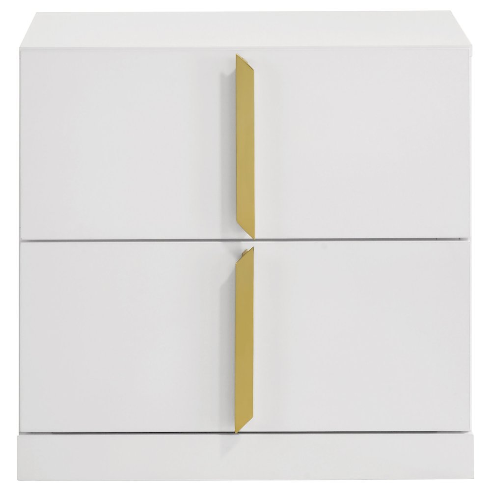 Ines 2-drawer Nightstand Bedside Table White High Gloss. Picture 3