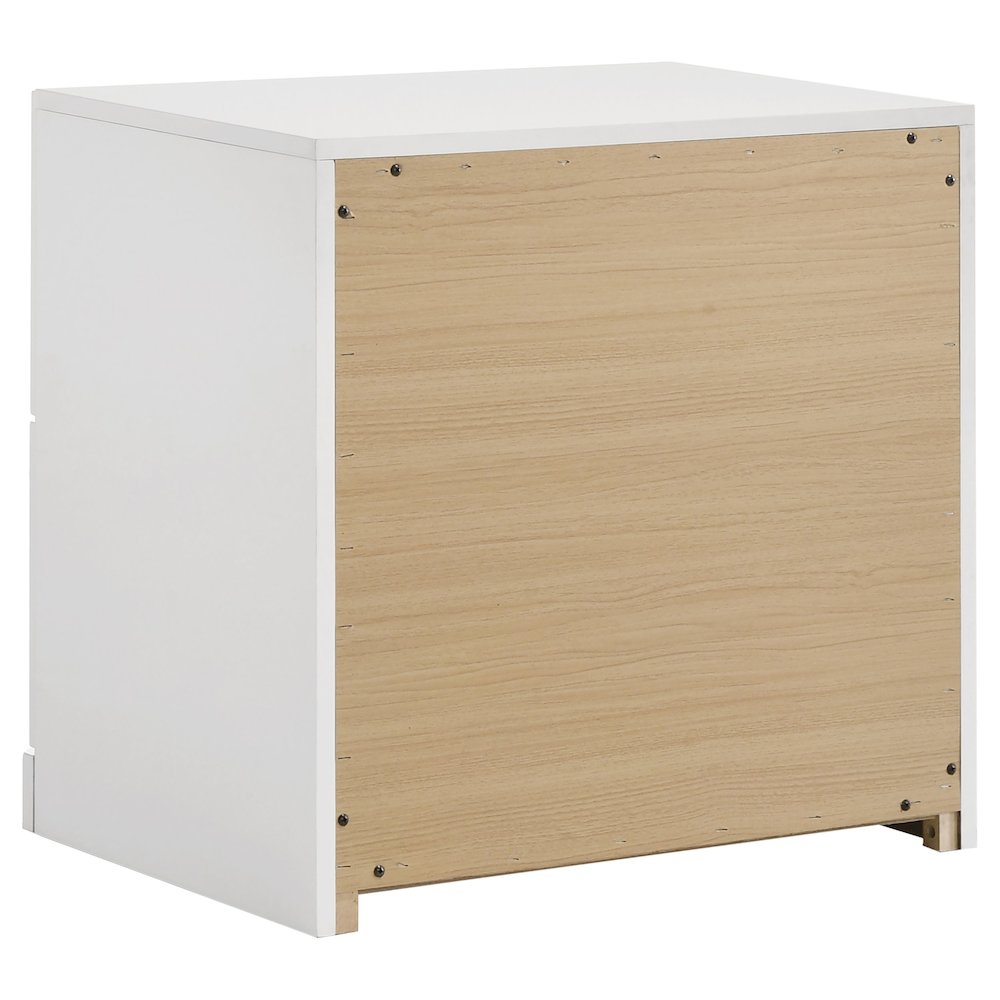 Ines 2-drawer Nightstand Bedside Table White High Gloss. Picture 4
