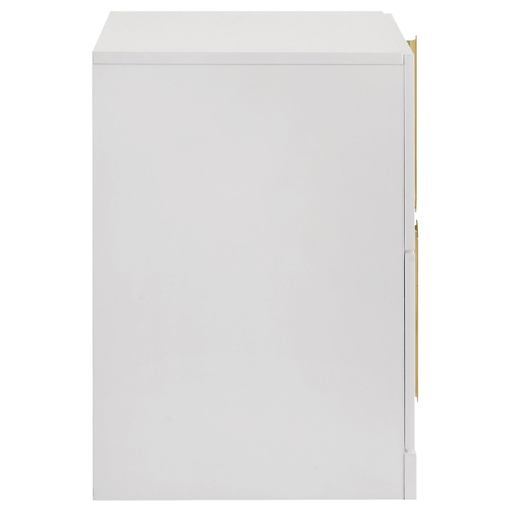 Ines 2-drawer Nightstand Bedside Table White High Gloss. Picture 6