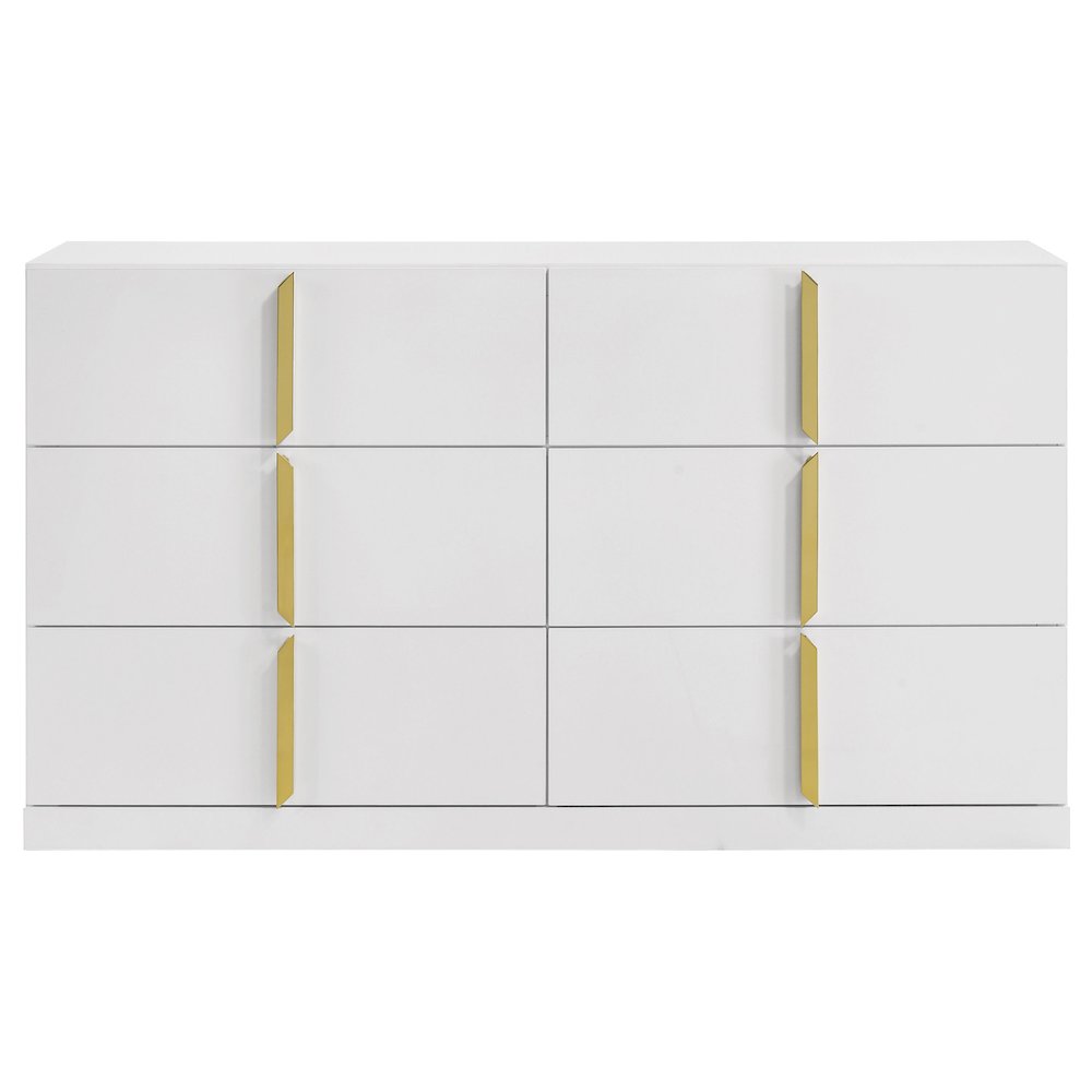 Ines 6-drawer Bedroom Dresser Cabinet White High Gloss. Picture 3