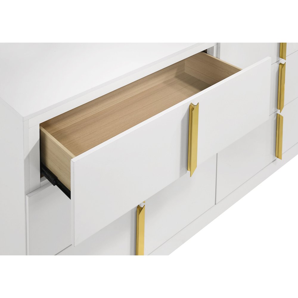 Ines 6-drawer Bedroom Dresser Cabinet White High Gloss. Picture 7