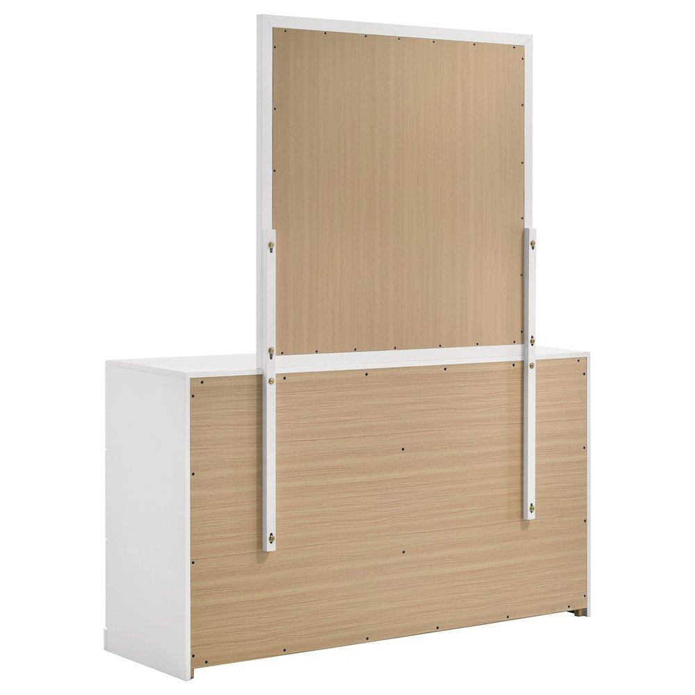 Ines 6-drawer Bedroom Dresser with Mirror White High Gloss. Picture 4