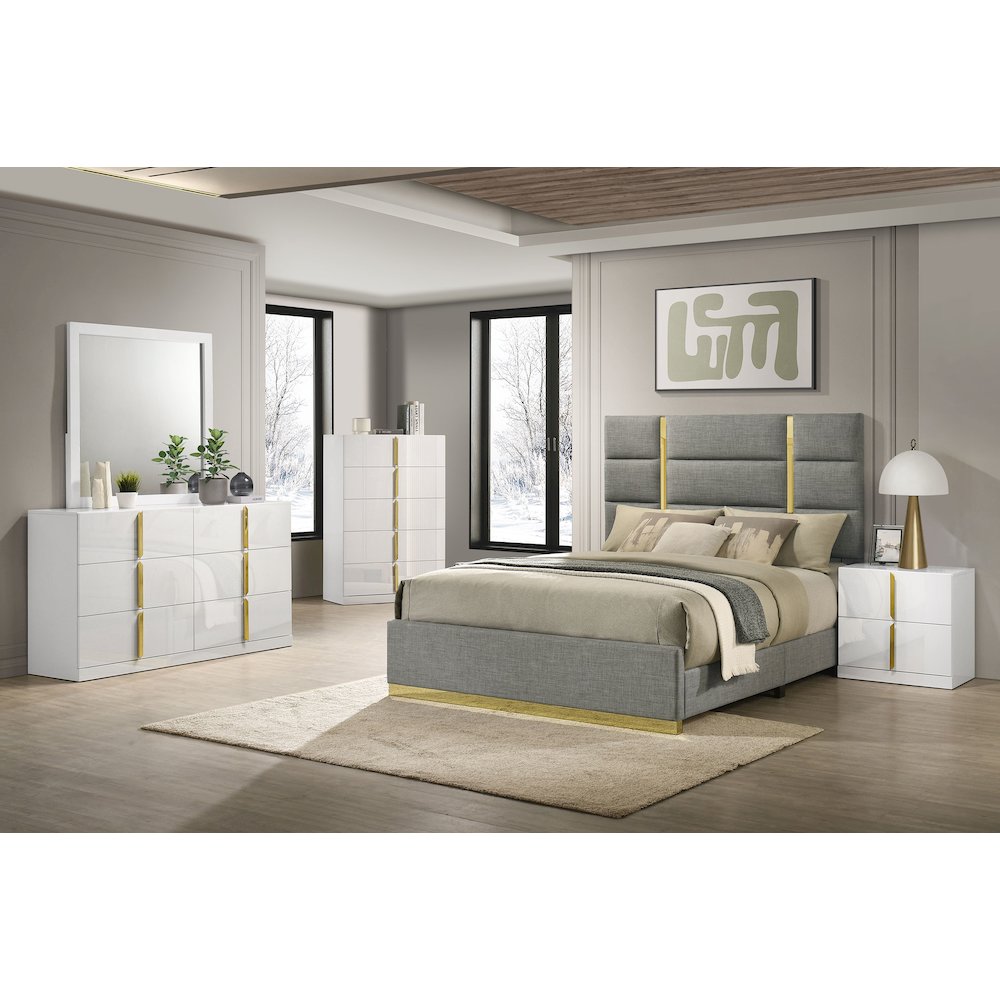 Ines 5-drawer Bedroom Chest of Drawers White High Gloss. Picture 11