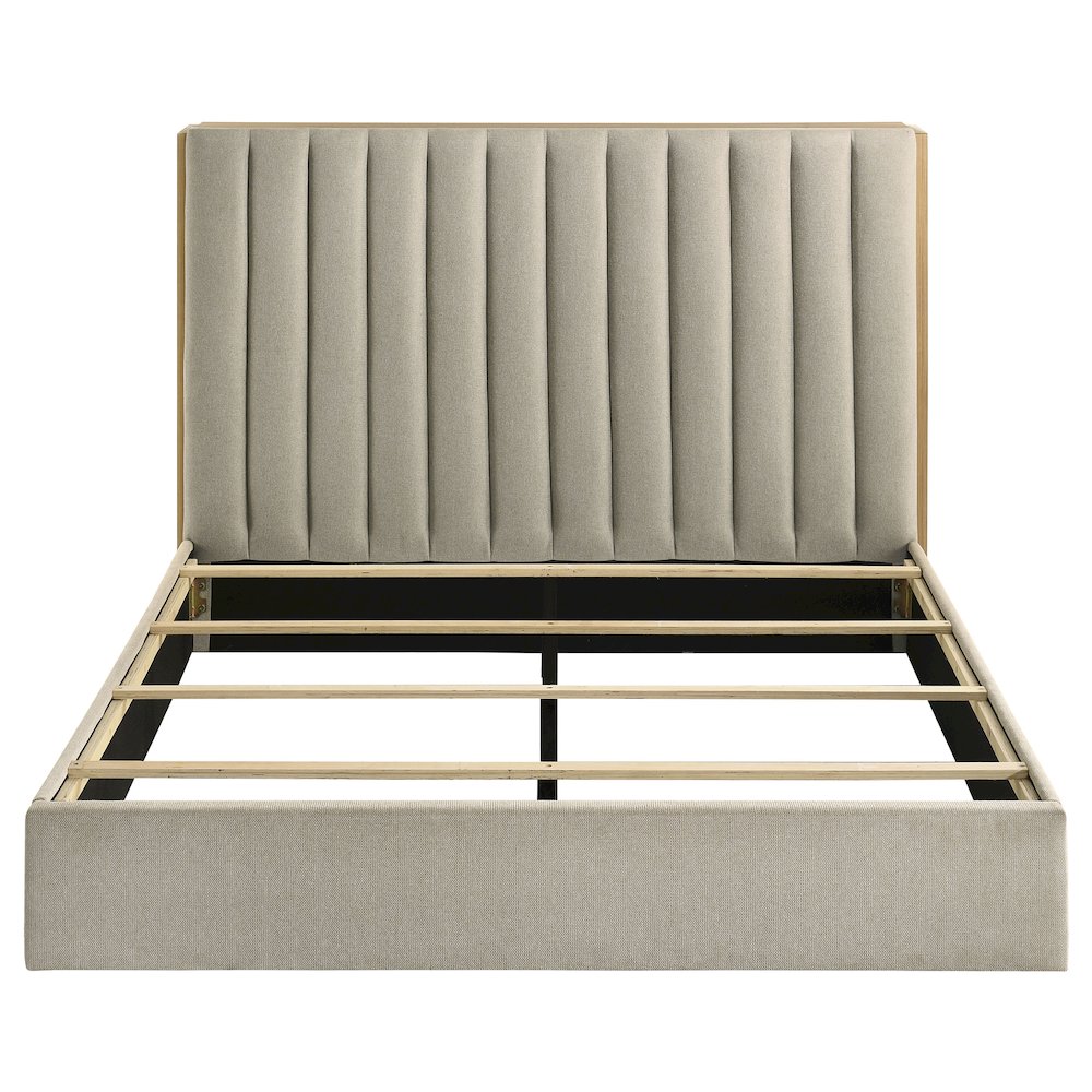 Arielle Queen Bookcase Panel Storage Bed Light Oak. Picture 5