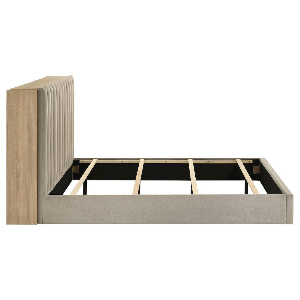 Arielle Queen Bookcase Panel Storage Bed Light Oak. Picture 7