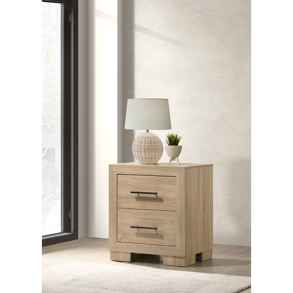 Arielle 2-drawer Bedroom Nightstand with Casters Light Oak. Picture 2