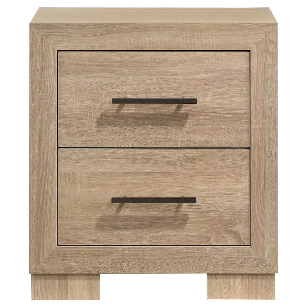 Arielle 2-drawer Bedroom Nightstand with Casters Light Oak. Picture 3