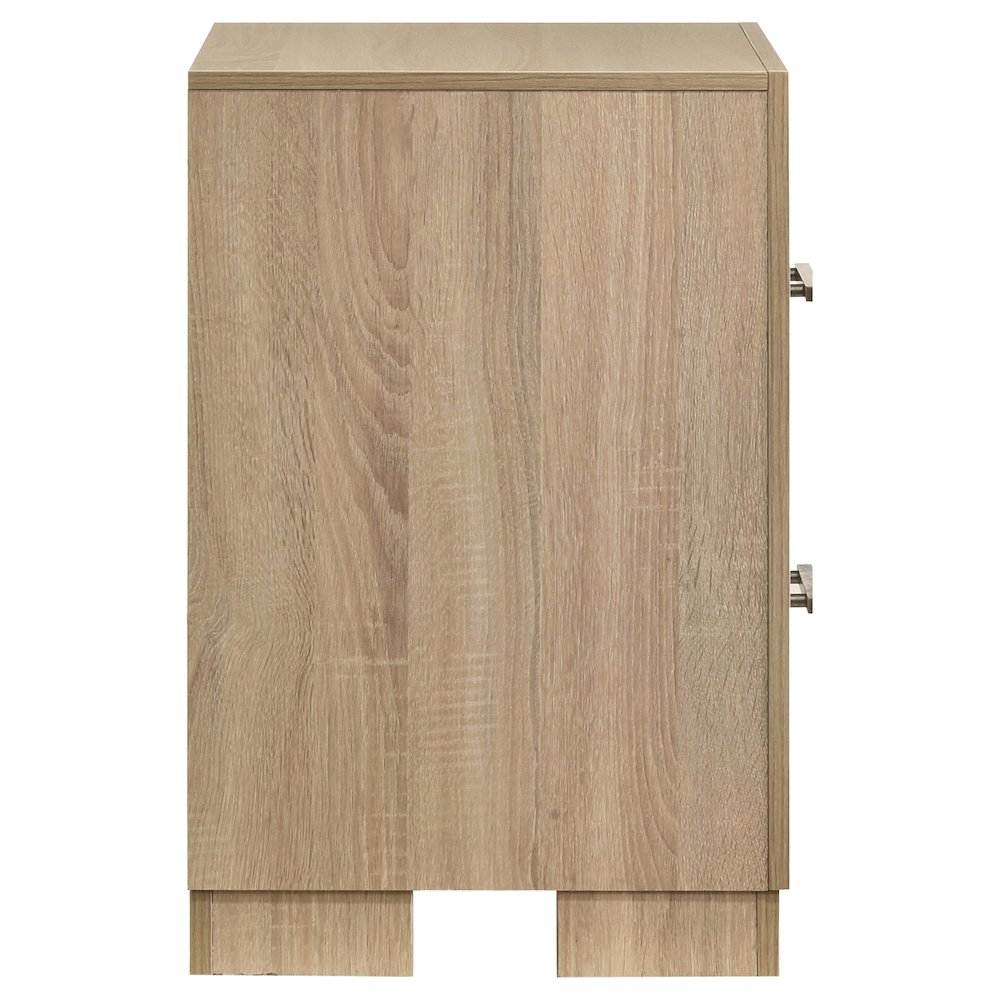 Arielle 2-drawer Bedroom Nightstand with Casters Light Oak. Picture 6