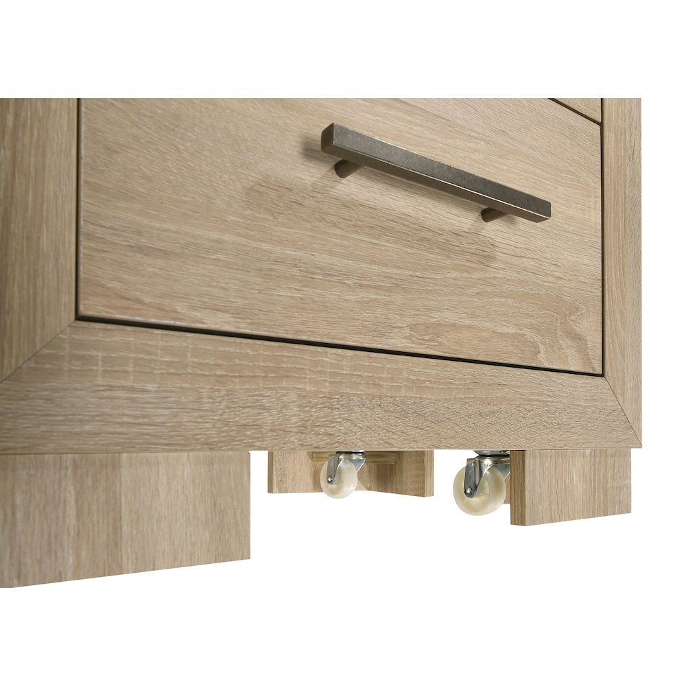 Arielle 2-drawer Bedroom Nightstand with Casters Light Oak. Picture 7