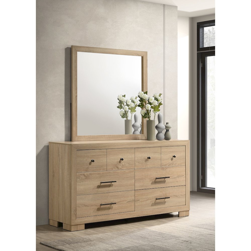 Arielle 6-drawer Bedroom Dresser with Mirror Light Oak. Picture 2