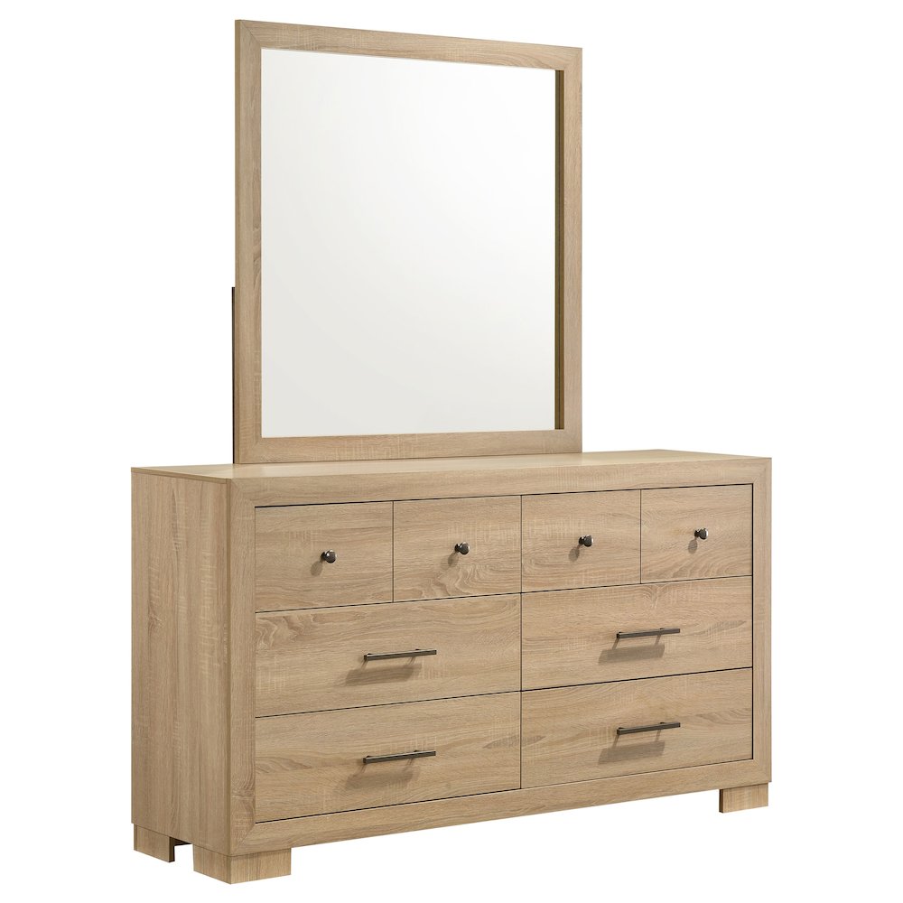 Arielle 6-drawer Bedroom Dresser with Mirror Light Oak. Picture 1