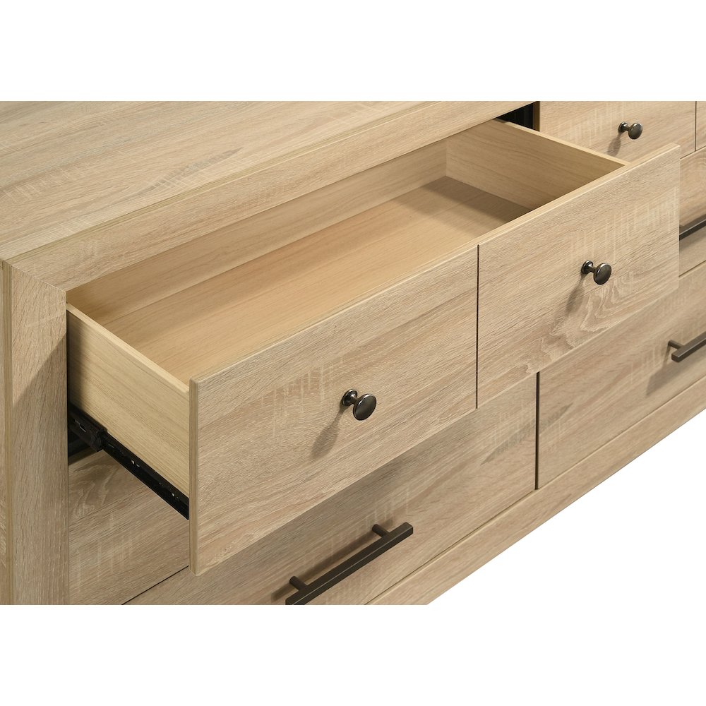 Arielle 6-drawer Bedroom Dresser with Mirror Light Oak. Picture 7