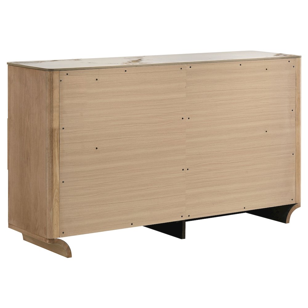 Leanne 6-drawer Sinter Stone Top Dresser Cabinet Light Oak. Picture 5