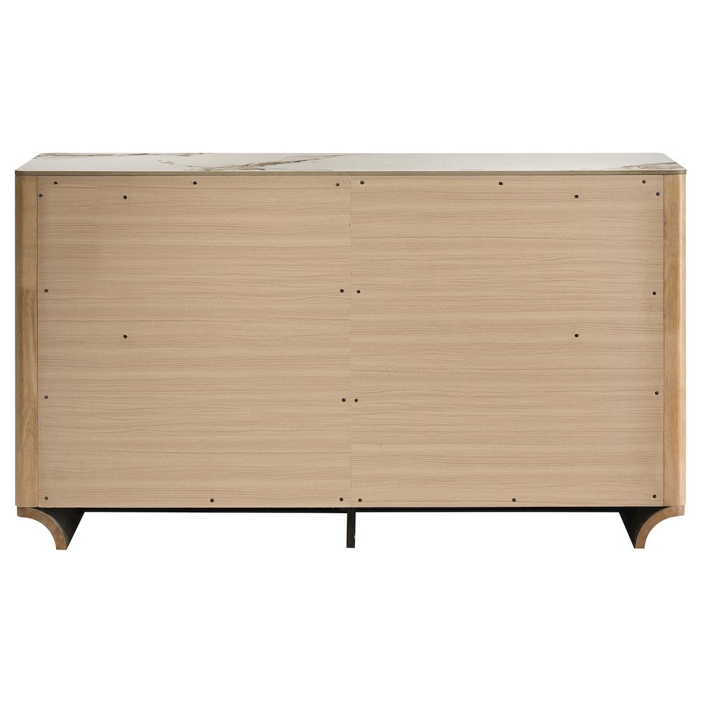 Leanne 6-drawer Sinter Stone Top Dresser Cabinet Light Oak. Picture 6