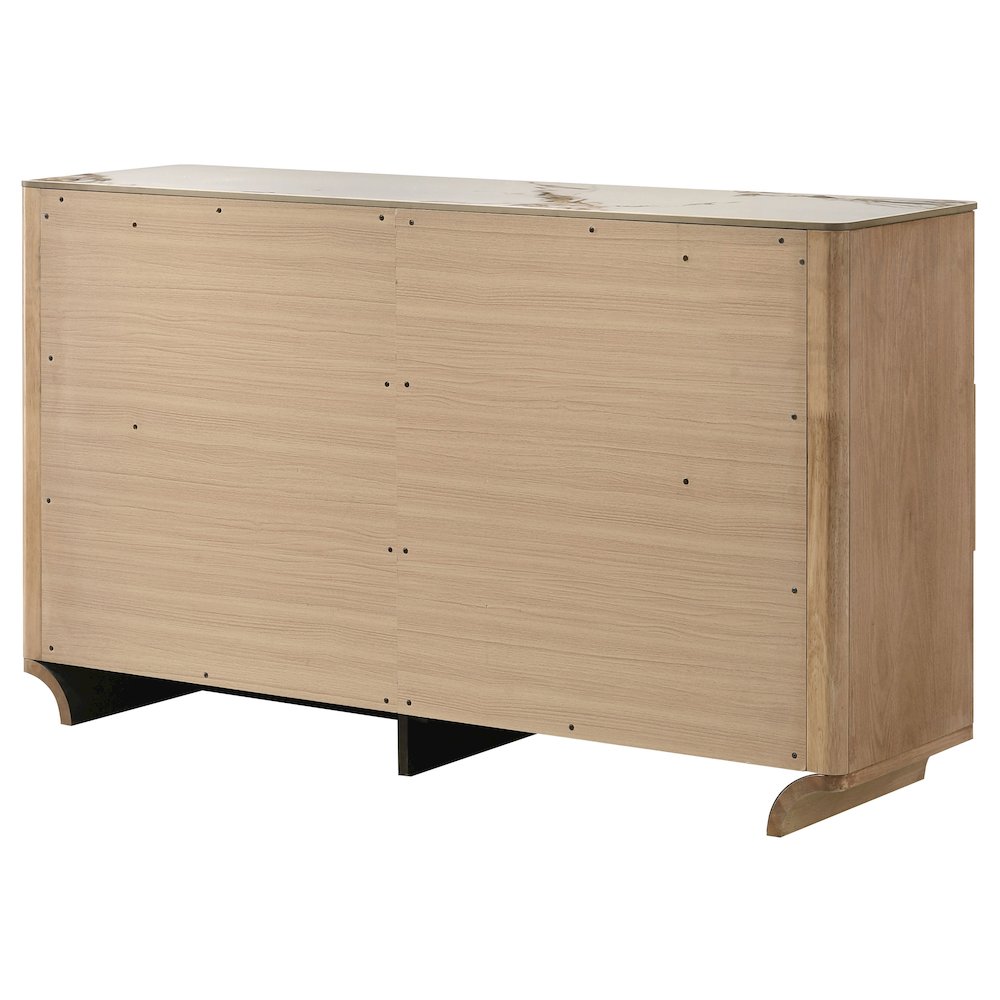 Leanne 6-drawer Sinter Stone Top Dresser Cabinet Light Oak. Picture 7