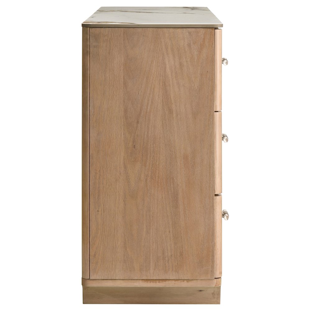 Leanne 6-drawer Sinter Stone Top Dresser Cabinet Light Oak. Picture 8