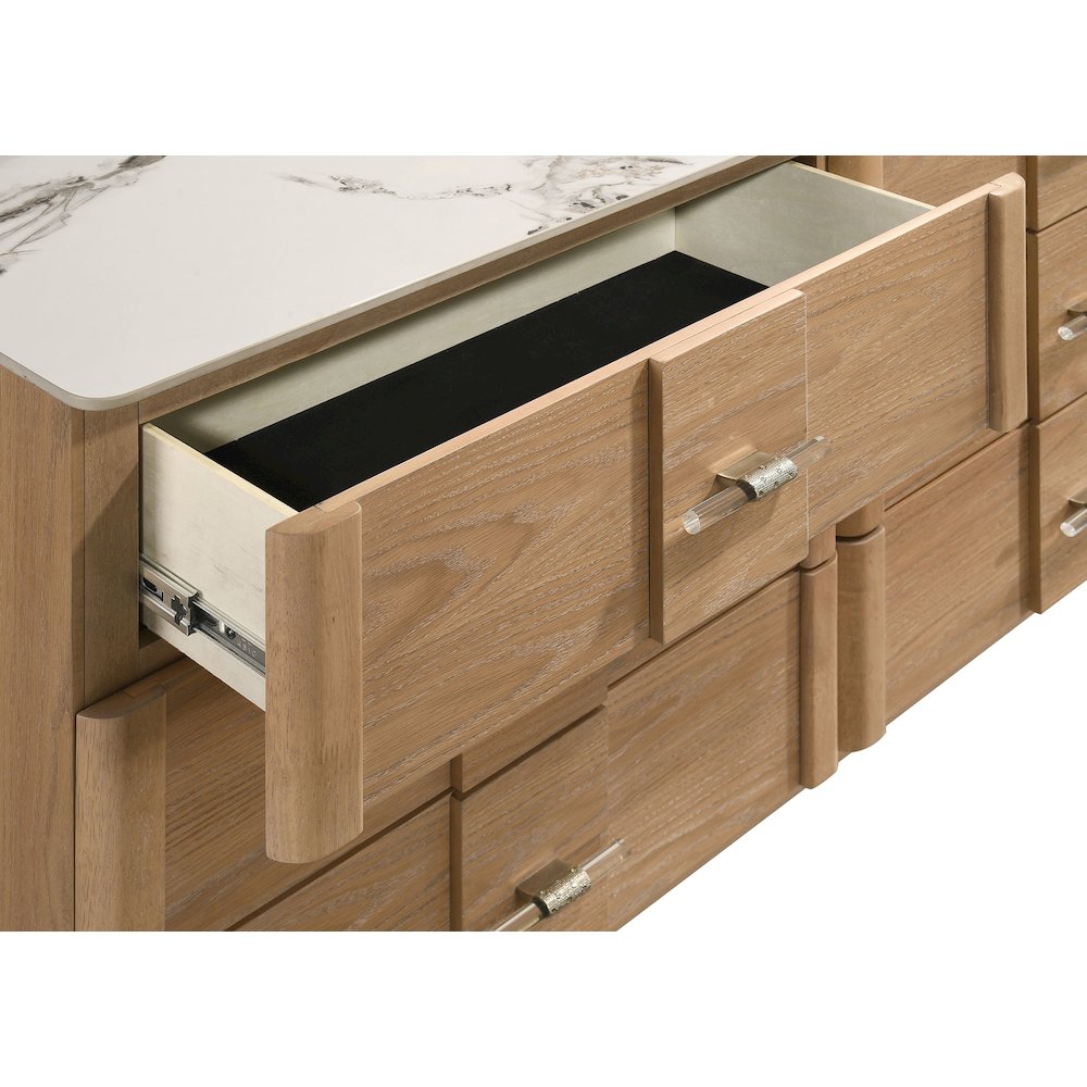 Leanne 6-drawer Sinter Stone Top Dresser Cabinet Light Oak. Picture 9