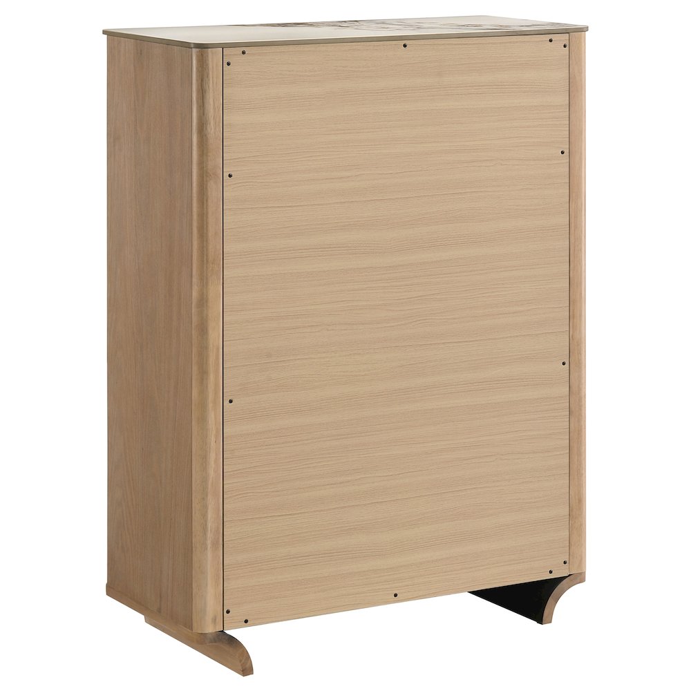 Leanne 5-drawer Sinter Stone Top Chest of Drawers Light Oak. Picture 5