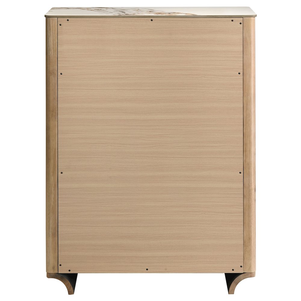 Leanne 5-drawer Sinter Stone Top Chest of Drawers Light Oak. Picture 6