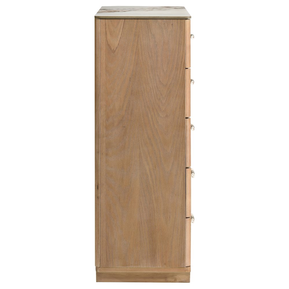 Leanne 5-drawer Sinter Stone Top Chest of Drawers Light Oak. Picture 8