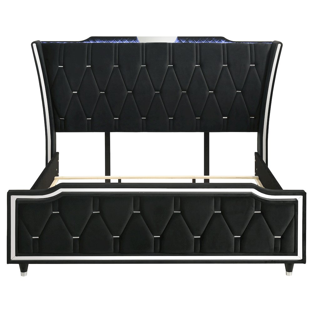 Lorient Eastern King LED Upholstered Bed Black. Picture 4