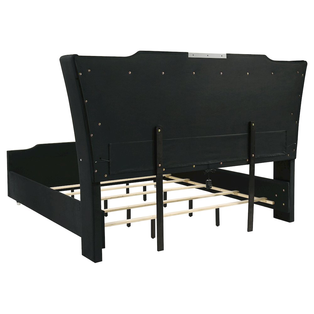 Lorient Eastern King LED Upholstered Bed Black. Picture 5