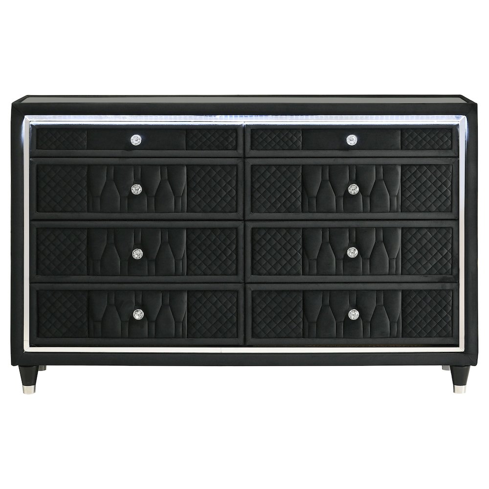 Lorient 8-drawer LED Bedroom Dresser Cabinet Black. Picture 3