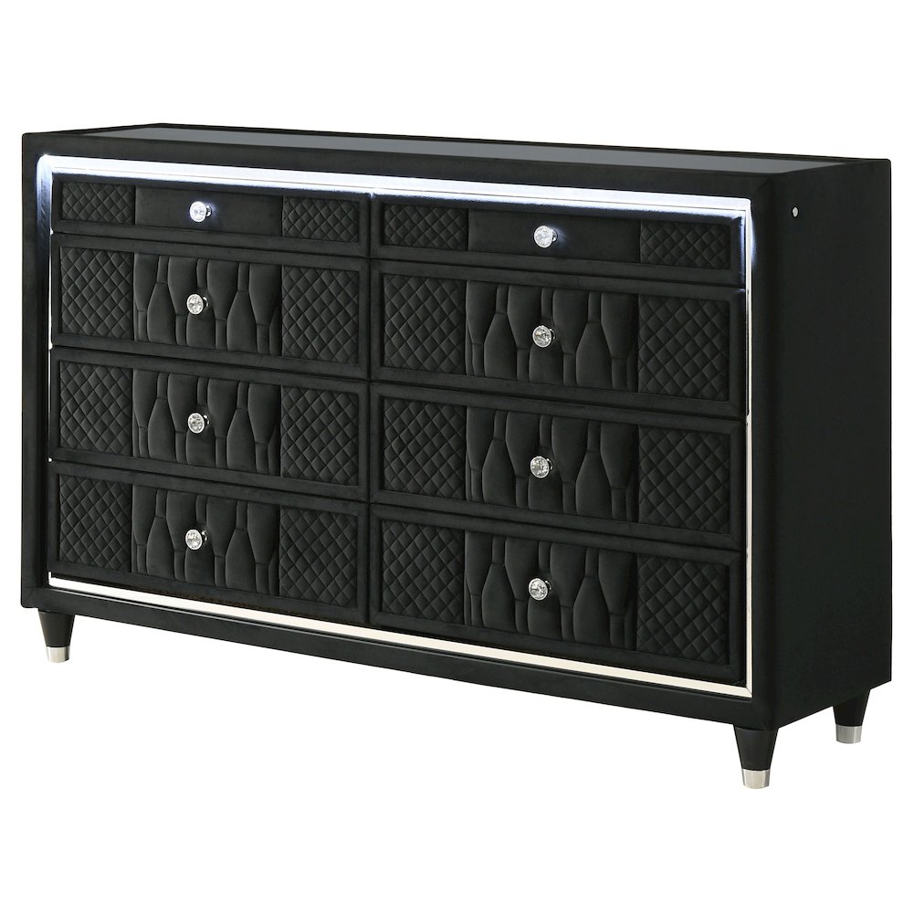 Lorient 8-drawer LED Bedroom Dresser Cabinet Black. Picture 4