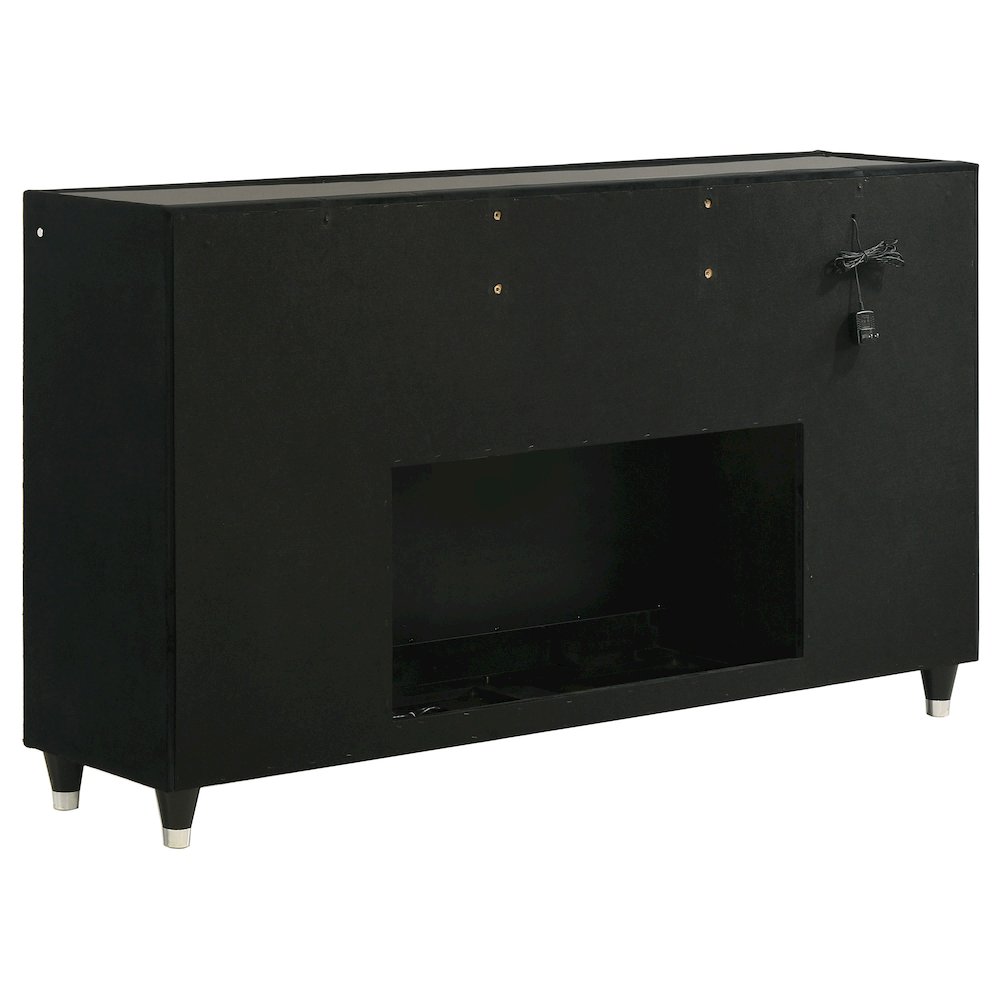 Lorient 8-drawer LED Bedroom Flame Box Dresser Black. Picture 6