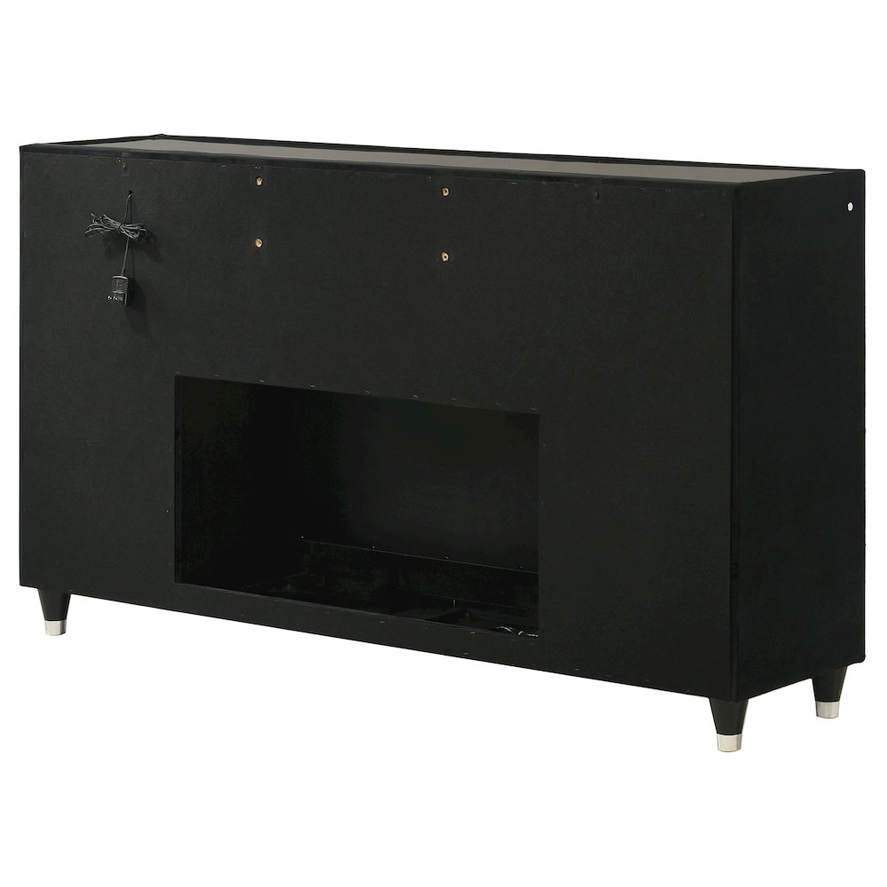 Lorient 8-drawer LED Bedroom Flame Box Dresser Black. Picture 8