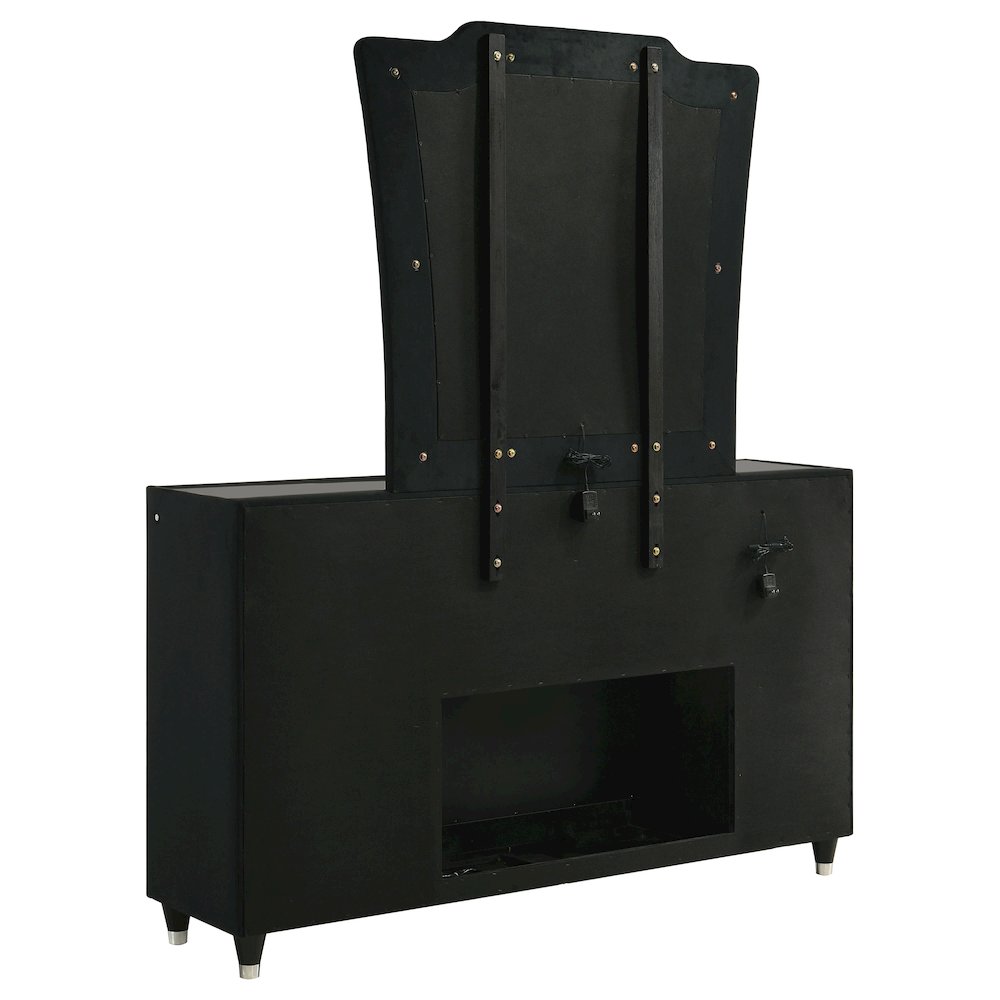 Lorient 8-drawer LED Flame Box Dresser and Mirror Black. Picture 6