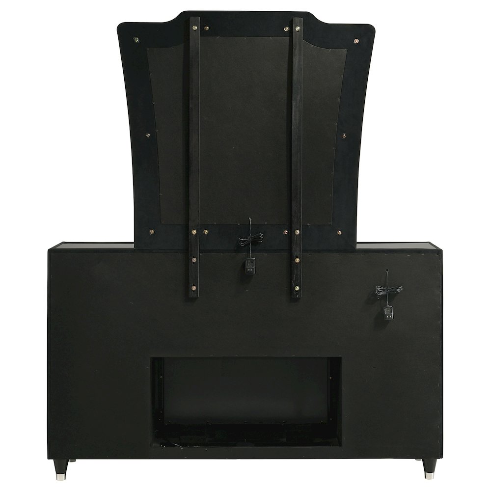 Lorient 8-drawer LED Flame Box Dresser and Mirror Black. Picture 7